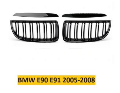 BMW E90 E91 Hűtőrács Vese kétsoros/egysoros rács fényes fekete 4 ajtós 2005-2008