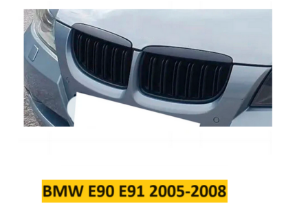 BMW E90 E91 Hűtőrács Vese kétsoros/egysoros rács fényes fekete 4 ajtós 2005-2008 - Image 3