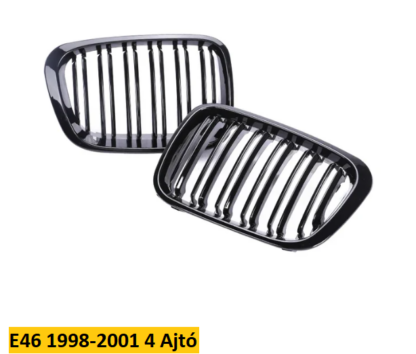 BMW E46 Hűtőrács Vese kétsoros/egysoros rács fényes fekete 4 ajtós 1998-2001