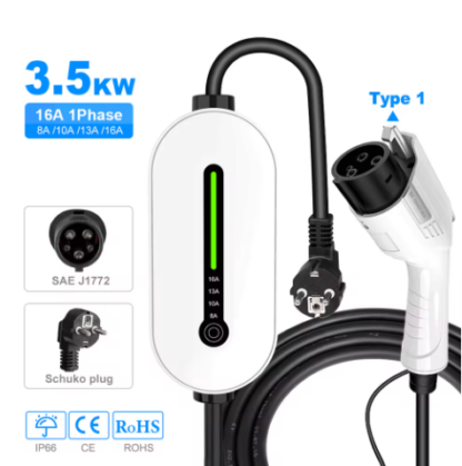 Elektromos autó töltő Type2 és Type1 IPENGEN EV hordozható töltő 16A, 1 fázis, 3,5 kW töltőállomás elektromos járművekhez - Image 3