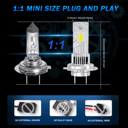 H7 Izzó Pár LED – 30 000LM, 6500K, 110W, Szuperfényes, 12V (2db) - Image 5