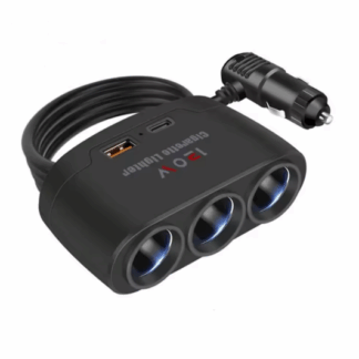 120W Autós Szivargyújtó Elosztó és USB Töltő – 3 aljzat + 2 USB port