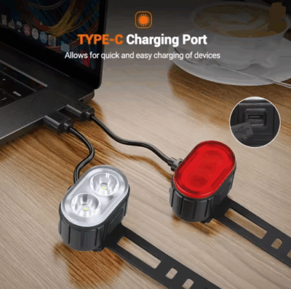 Kerékpárlámpa Készlet USB Tölthető Első–Hátsó - Image 2