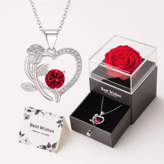 Örök Rózsa és Szív Nyaklánc – Díszdobozos Ajándékszett