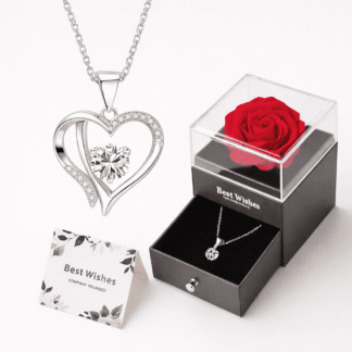 Örök Rózsa és Szív Nyaklánc – Díszdobozos Ajándékszett