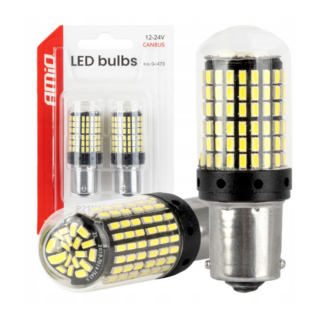AMiO CANBUS BA15S LED Izzó – P21W / R10W / R5W, 144×SMD, 600 lm, Fehér, 12–24V