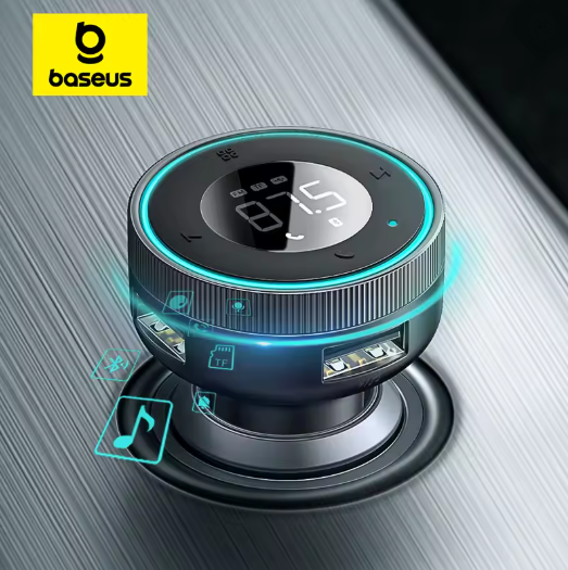 Baseus Bluetooth FM Transmitter Autóba – Bluetooth 5.0, MP3 Lejátszó, Dual USB 3.4A Gyorstöltő, Digitális Kijelző - Image 3