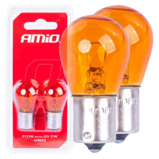 Halogén Izzó PY21W BAU15S 12V – Amber (Borostyánsárga), Irányjelzőhöz, 2 db Bliszter