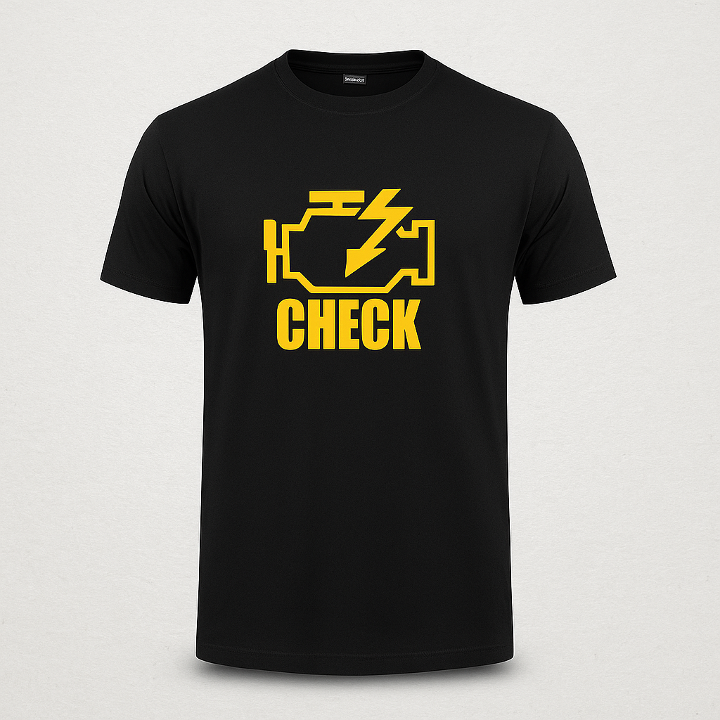 Autós Póló Check Engine Light Nyomat Pamut, Kényelmes Autós Felső (M–XXL)
