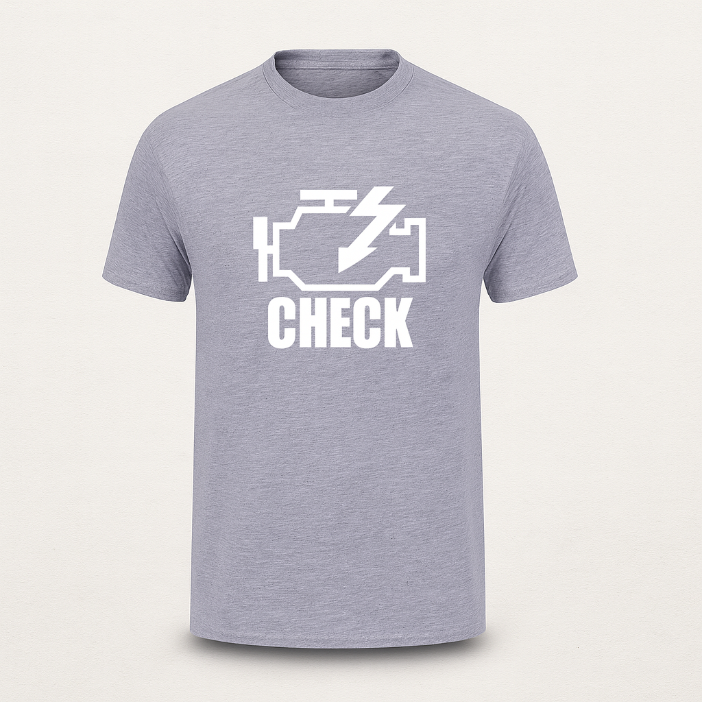 Autós Póló Check Engine Light Nyomat Pamut, Kényelmes Autós Felső (M–XXL) - Image 2