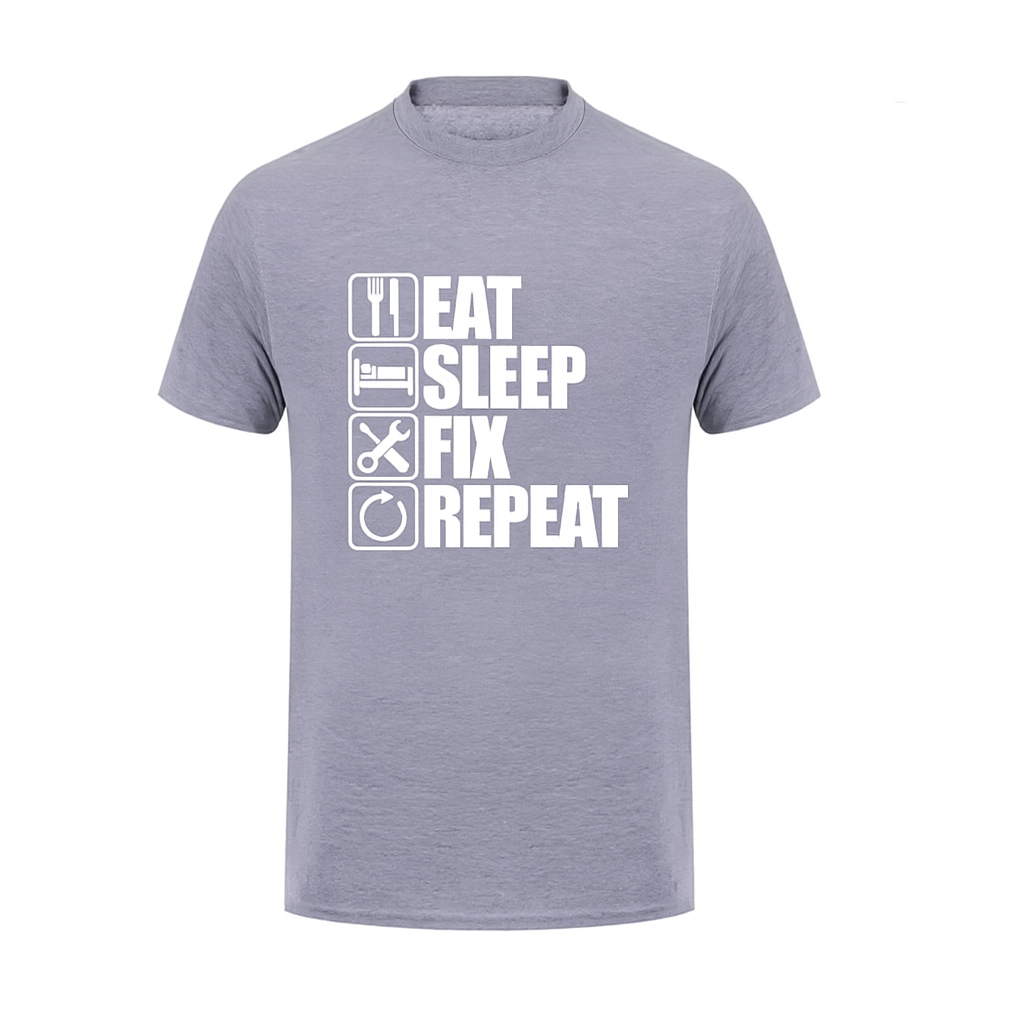 Autós Póló Eat Sleep Fix Repeat Pamut, Kényelmes Autós Felső (M–XXL) - Image 2