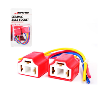 Kerámia Izzó Foglalat Szett H4 – Hőálló Kivitel, Szilikon Vezetékkel, 12–24V, 2 db