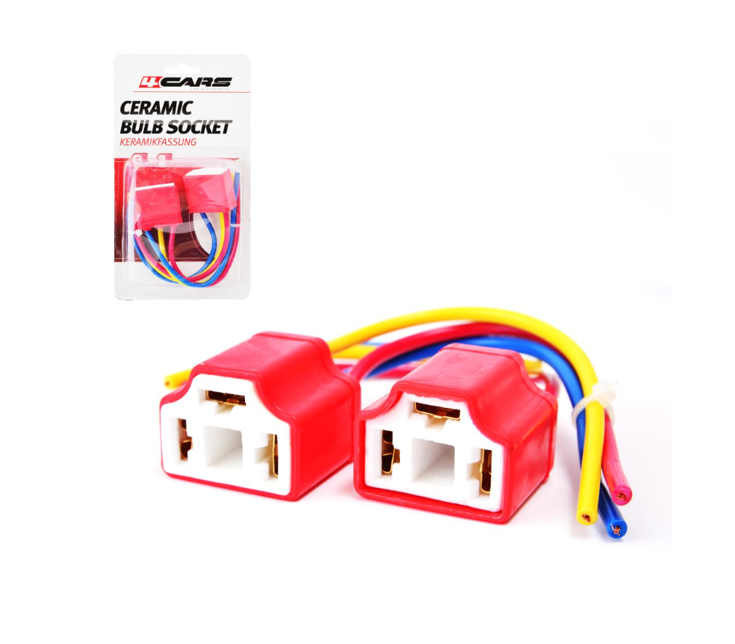 Kerámia Izzó Foglalat Szett H4 – Hőálló Kivitel, Szilikon Vezetékkel, 12–24V, 2 db