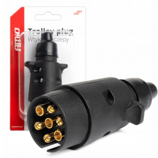 Utánfutó csatlakozó dugó 7 PIN – AMiO 03215 | Műanyag (PVC) Ház, Csavaros Kivitel, Univerzális Utánfutó Csatlakozó