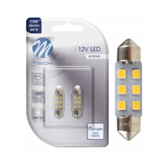 M-Tech LED izzó C5W/C10W CANBUS SMD2835 36 mm – fehér, 12V (2 db)