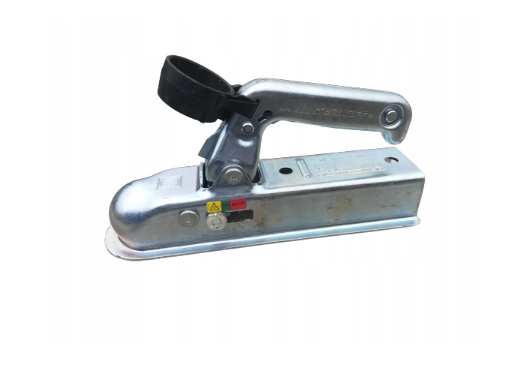 Golyóscsap Utánfutóhoz Winterhoff típusú – 800 kg DMC, 50 mm Négyszög Vonórúdhoz, Kopásjelzővel + Dugótartóval