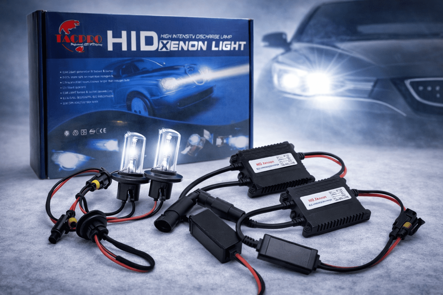 Xenon Szett H7 HID 6000K 55W 12V – SLIM Előtét Erős Hideg Fehér Fény
