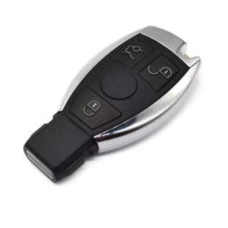 Mercedes-Benz 3 gombos kulcsház króm – távirányító ház, elektronika nélkül, fémmel